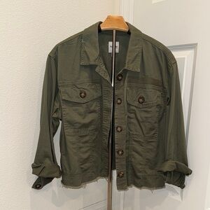 Women’s Oversized Army Green Distressed Jacket